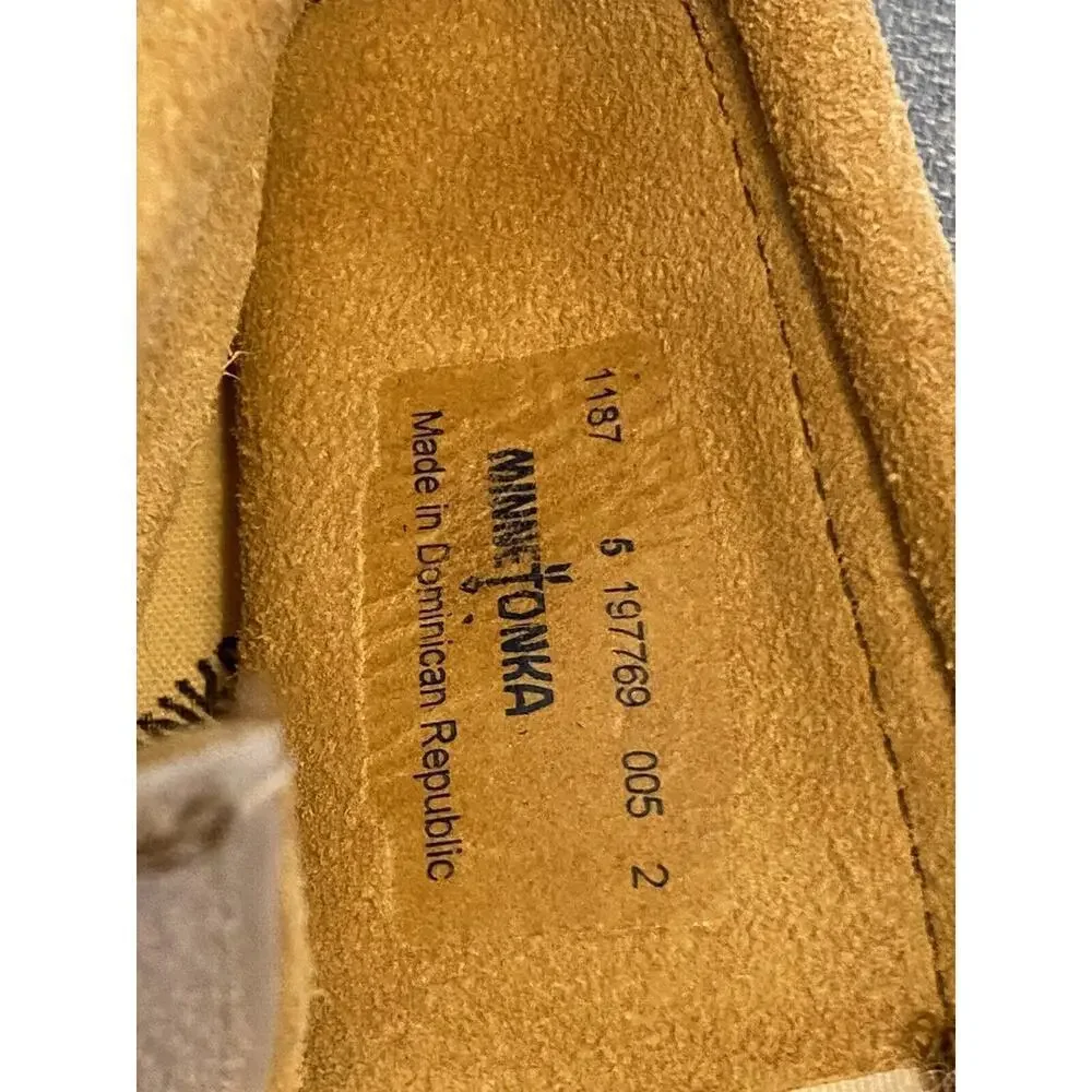 Minnetonka Brown Leather Moccasins Size 5 Toddler Fringe Natural Shoes